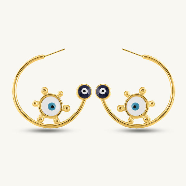 Gold Evil Eye Hoop Earrings