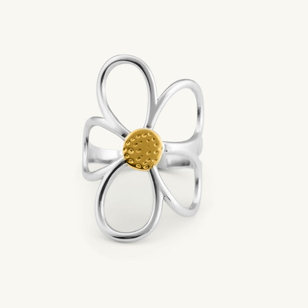 Silver Daisy Flower Ring