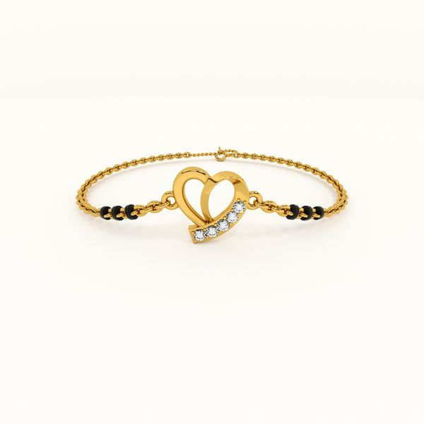 Delicate Heart 925 Sterling Silver Mangalsutra Bracelet