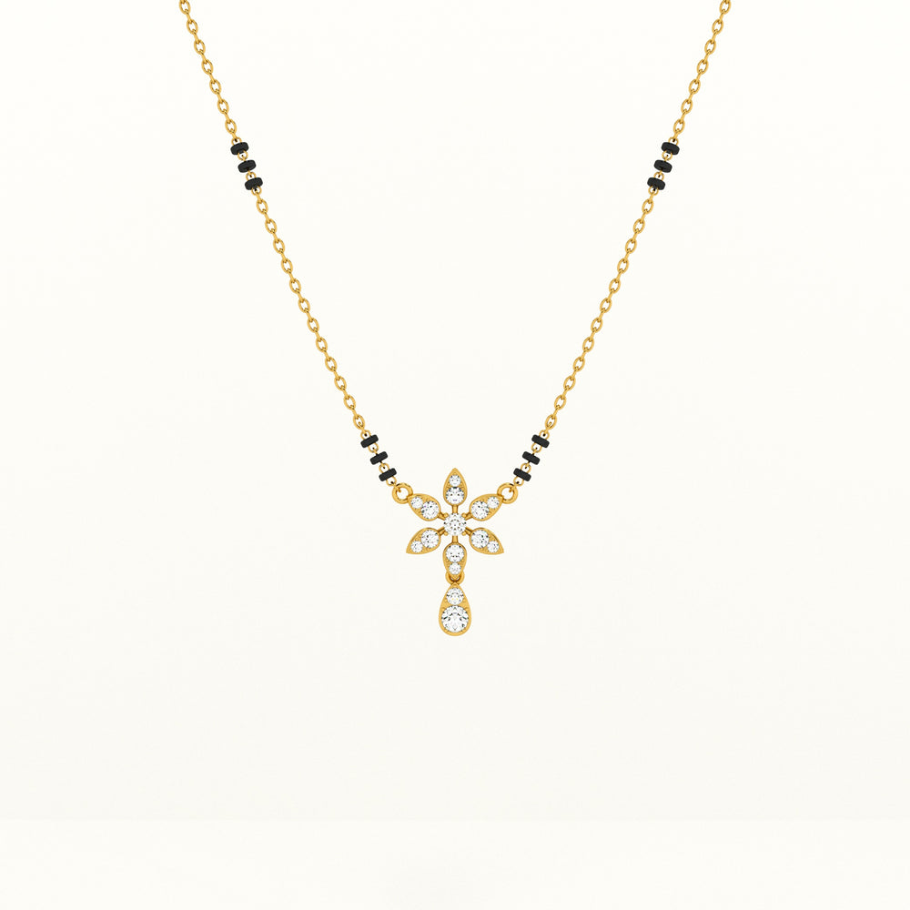 Floral Solitaire Pendant 925 Silver Mangalsutra