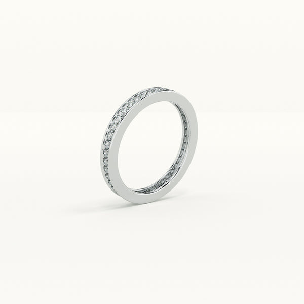 Studded Zircon Silver Eternity Band