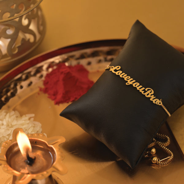 Love You Bro Adjustable Rakhi- 18k Gold Plated