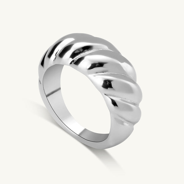 Rope Twisted Bold Ring | 18k White Gold Plated