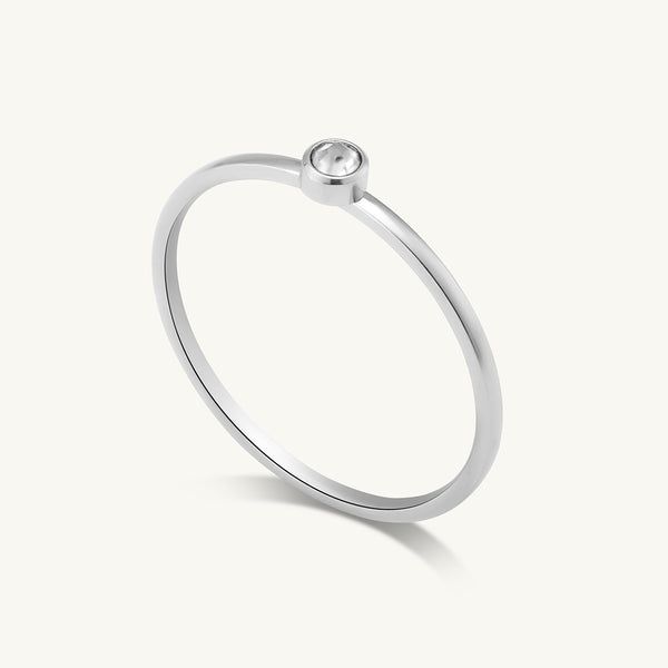 Cute Birthstone Ring | 18k White Gold Plated