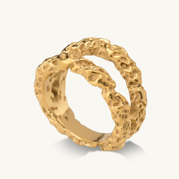 Double Layer Rock Texture Ring