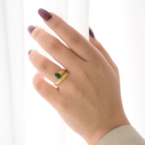 Golden Spiral Emerald Ring