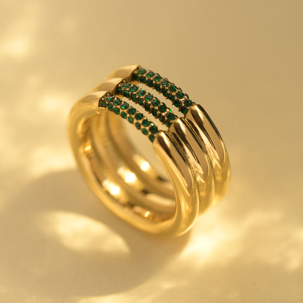Emerald Layered Harmony Ring