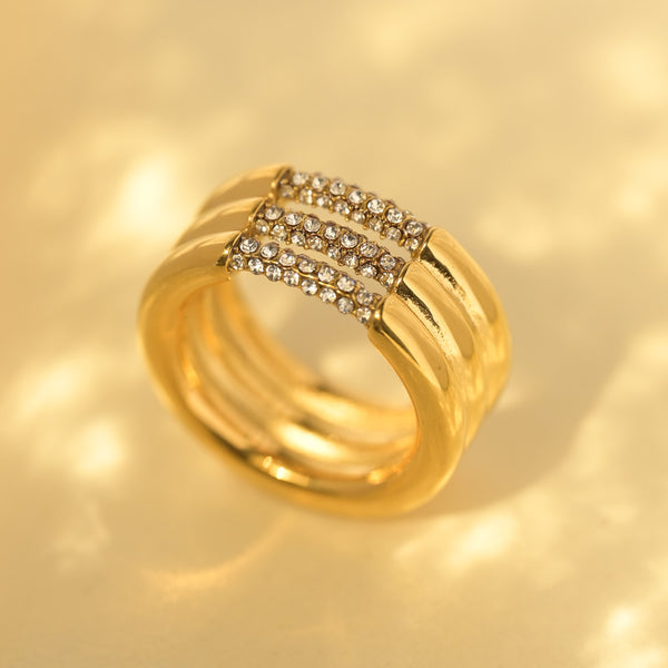 Solitaire Layered Harmony Ring