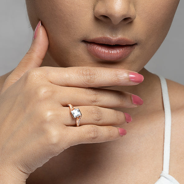 Cubic Rose Gold Adjustable Ring