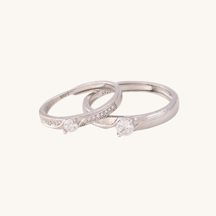 Shop Solitaire Band Couple Rings- 925 Silver Palmonas-4