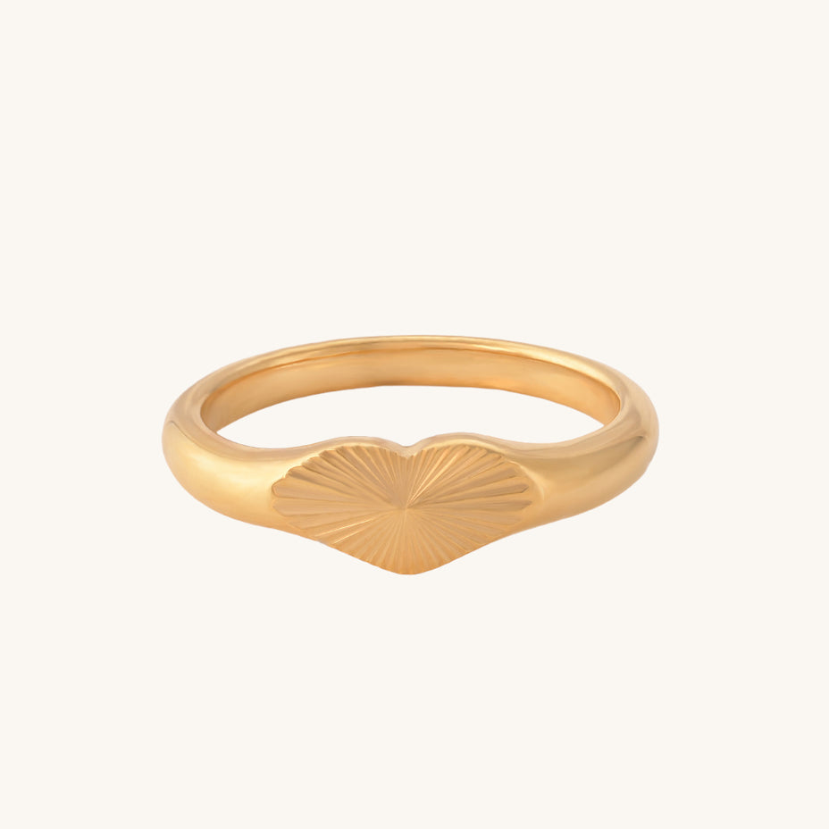 Heart Rays Ring- 18k Gold Plated