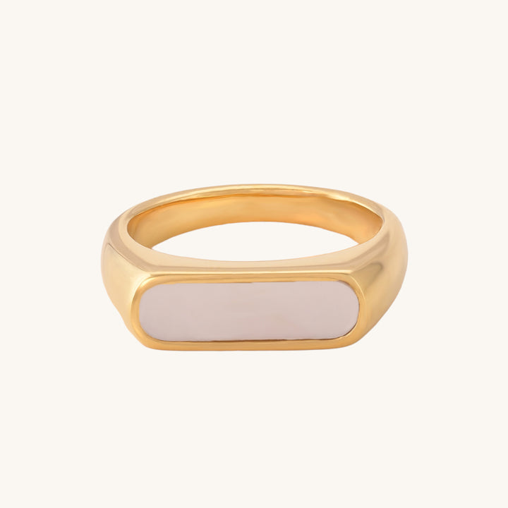 Shop White Bar Ring- 18k Gold Plated Palmonas-6