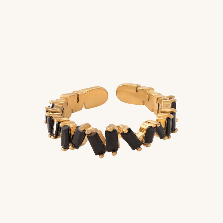 Shop Black Onyx Eternity Ring- 18k Gold Plated Palmonas-5
