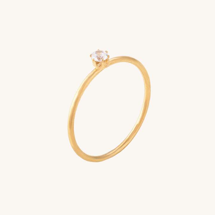 Shop Dainty Solitaire Ring- 18k Gold Plated Palmonas-5