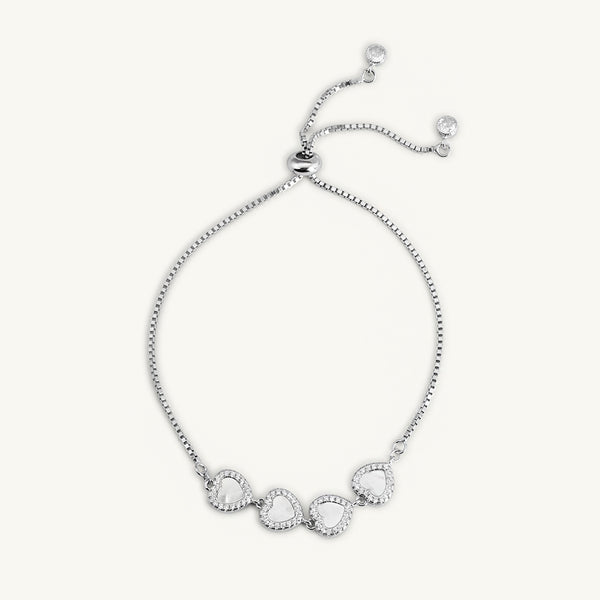 Adjustable Heart 925 Sterling Silver Bracelet