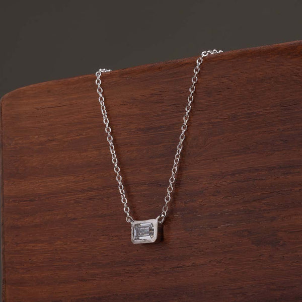 Rectangle Pendant 925 Sterling Silver Necklace