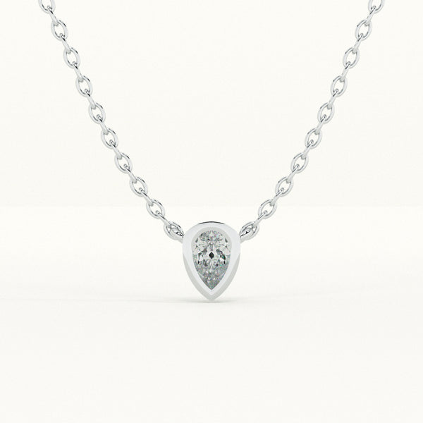 Solitaire Pear 925 Sterling Silver Necklace