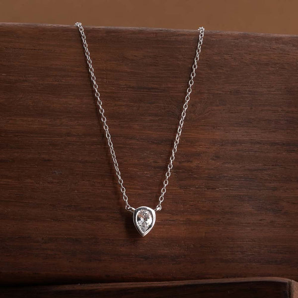 Solitaire Pear 925 Sterling Silver Necklace