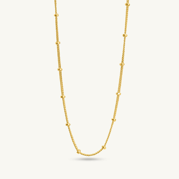 Gold Bead 925 Sterling Silver  Chain