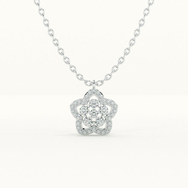 Glittering Flower 925 Sterling Silver Necklace