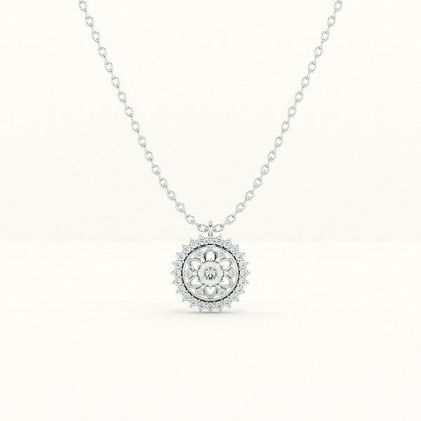 Vintage Glamour Floral 925 Sterling Silver Necklace