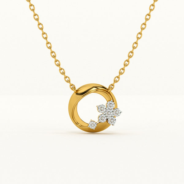 Gilded Petal Orbit 0.2 Carat Lab-Grown Diamond Necklace