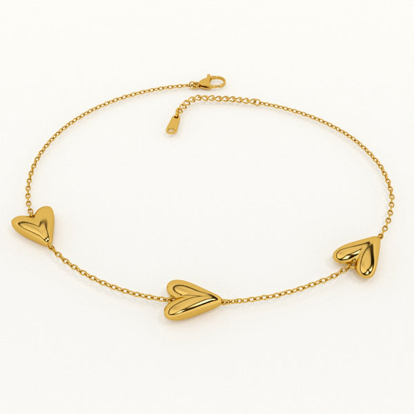 Heart Trio Gold Anklet