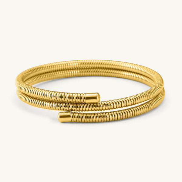 Ribbed Gold Coiled Bangle Bracelet
