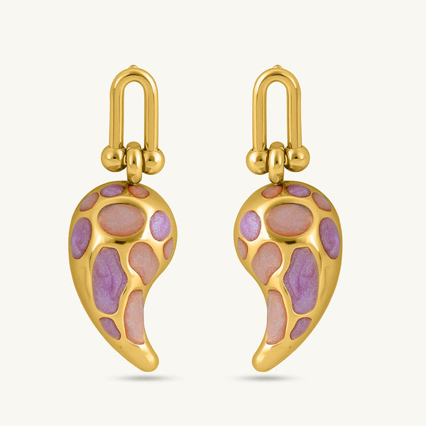 Elegant Gold and Pink Dangling Earrings