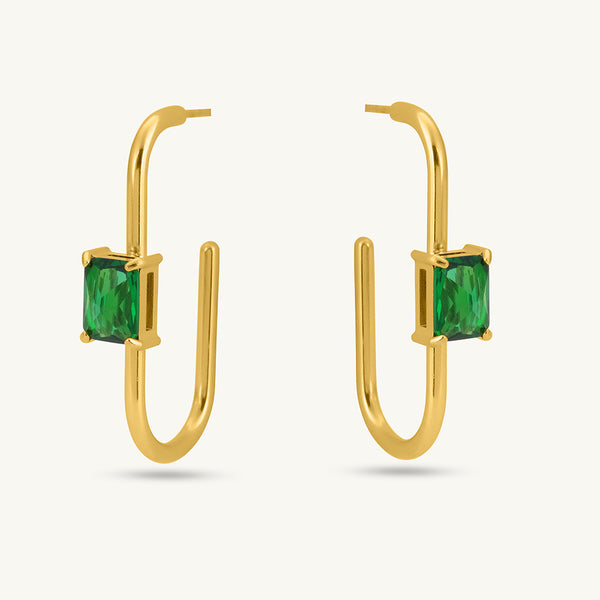 Emerald Twist Geometric Earrings