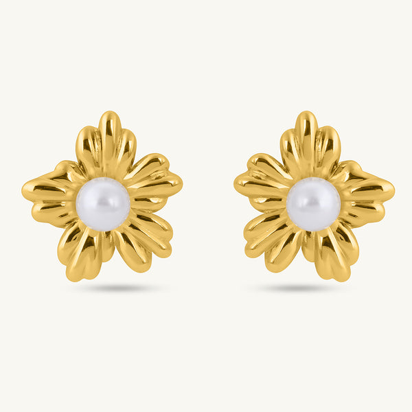 Golden Bloom Pearl Earrings