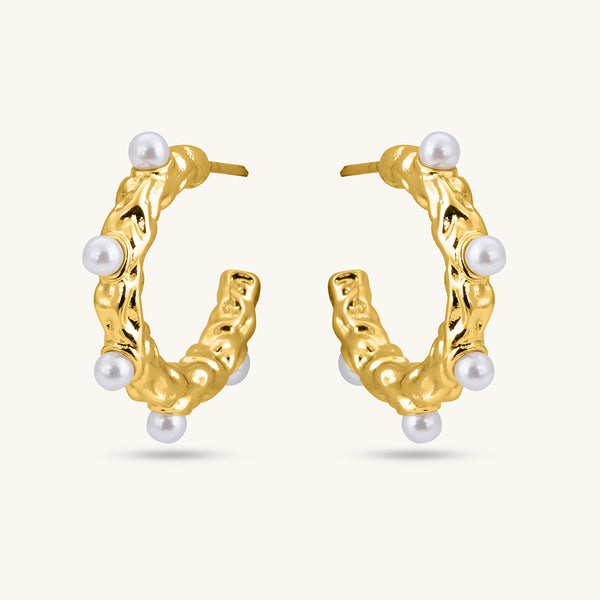 Ornate Pearl Vine Hoops