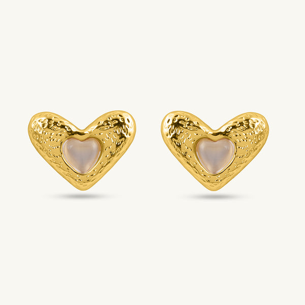 Vintage Gold Heart Studs