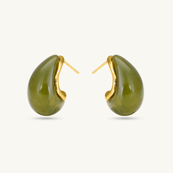 Jade Green Teardrop Studs