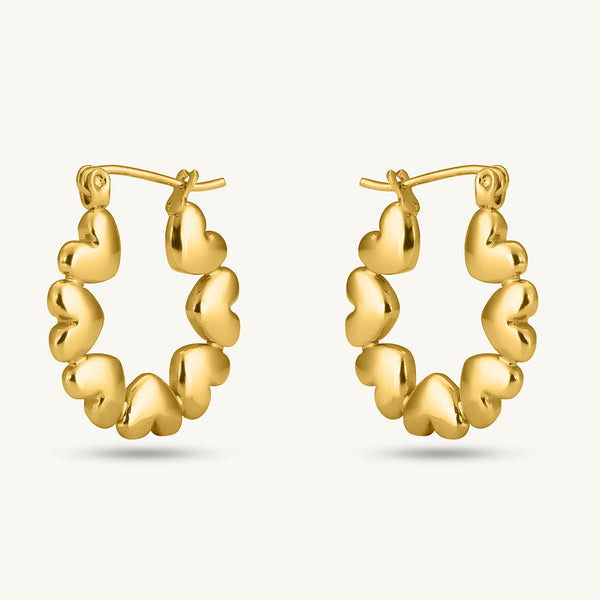 Heart Link Hoop Earrings