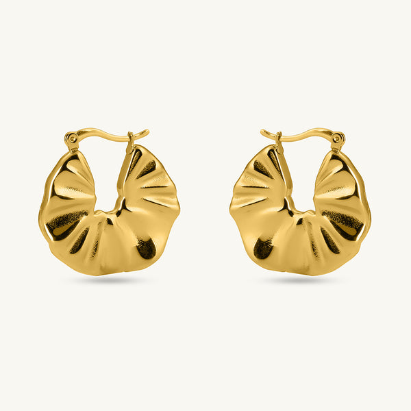 Gold Textured Creole Hoop Earrings