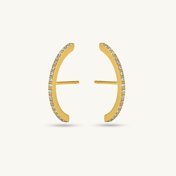 Moon Diamond Stud Earrings