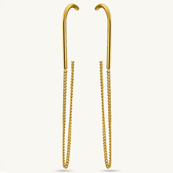 Gold Chain Drop Hook Earrings