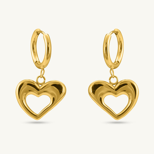 Dangling Heart Hoop Earrings
