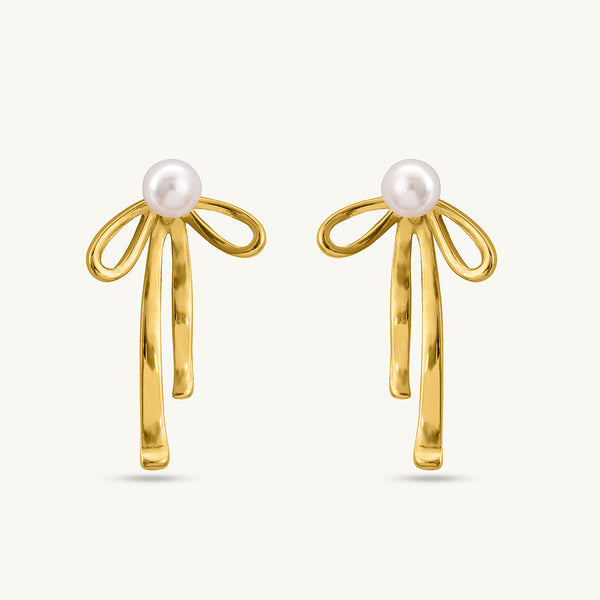 Pearl Ribbon Earrings