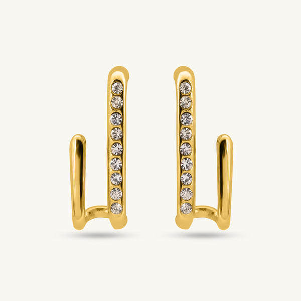 Golden Arc Sparkle Earrings