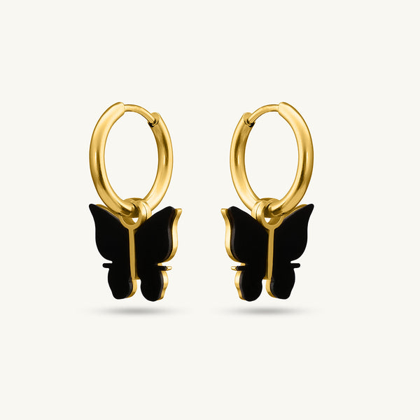Midnight Butterfly Hoop Earrings
