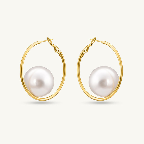 Large Lumina Pearl Hoops