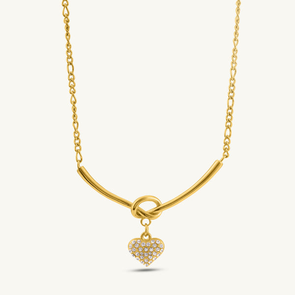 Crystal Heart Charm Gold Necklace