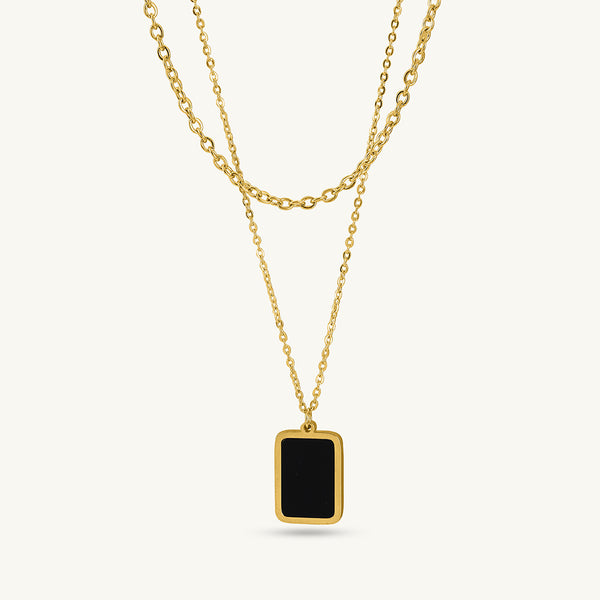 Gold Chain with Black Pendant