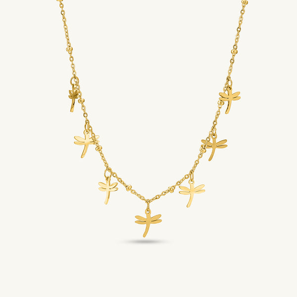 Golden Dragonfly Dance Necklace