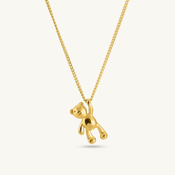 Gold Teddy Bear Pendant Necklace