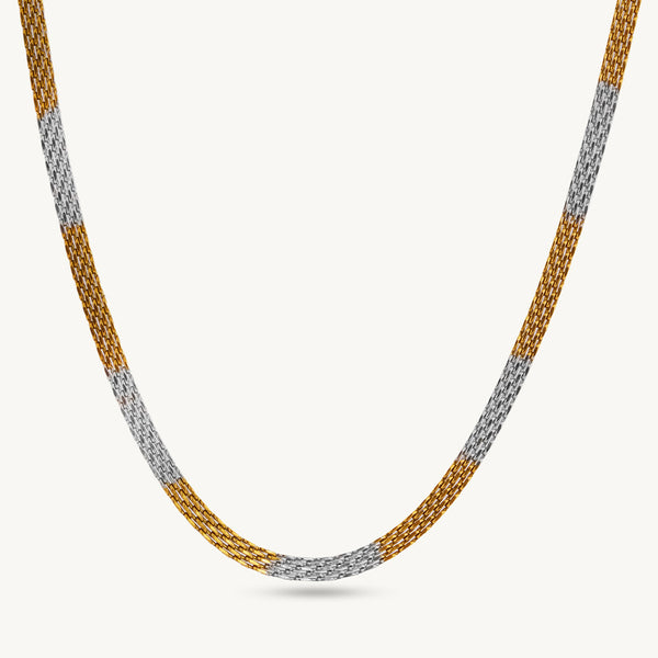 Silver-Gold Dual Chain Necklace for Men