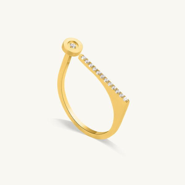 Geometric Bar & Bezel Diamond Ring