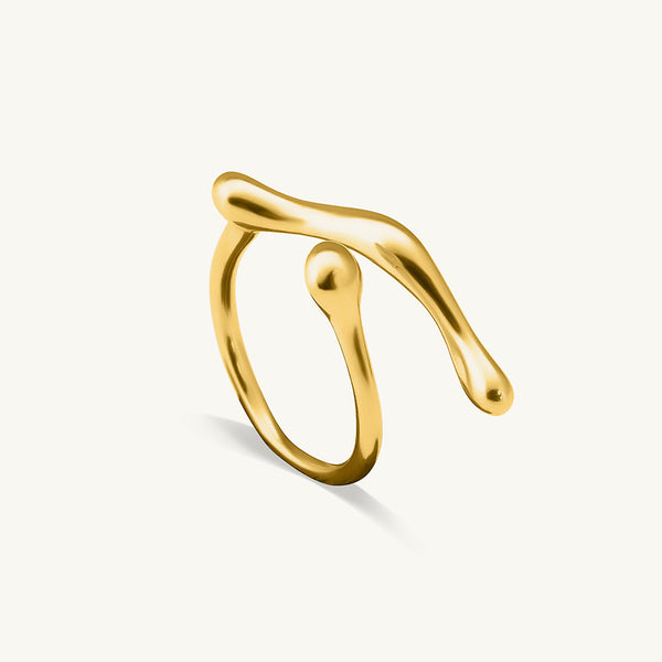 Line n Ball Gold Ring